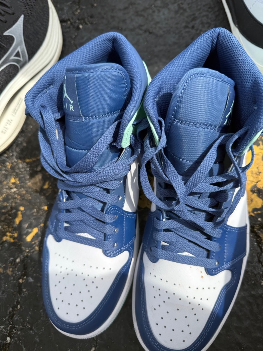 Jordan  Blue and White High-Top Sneakers